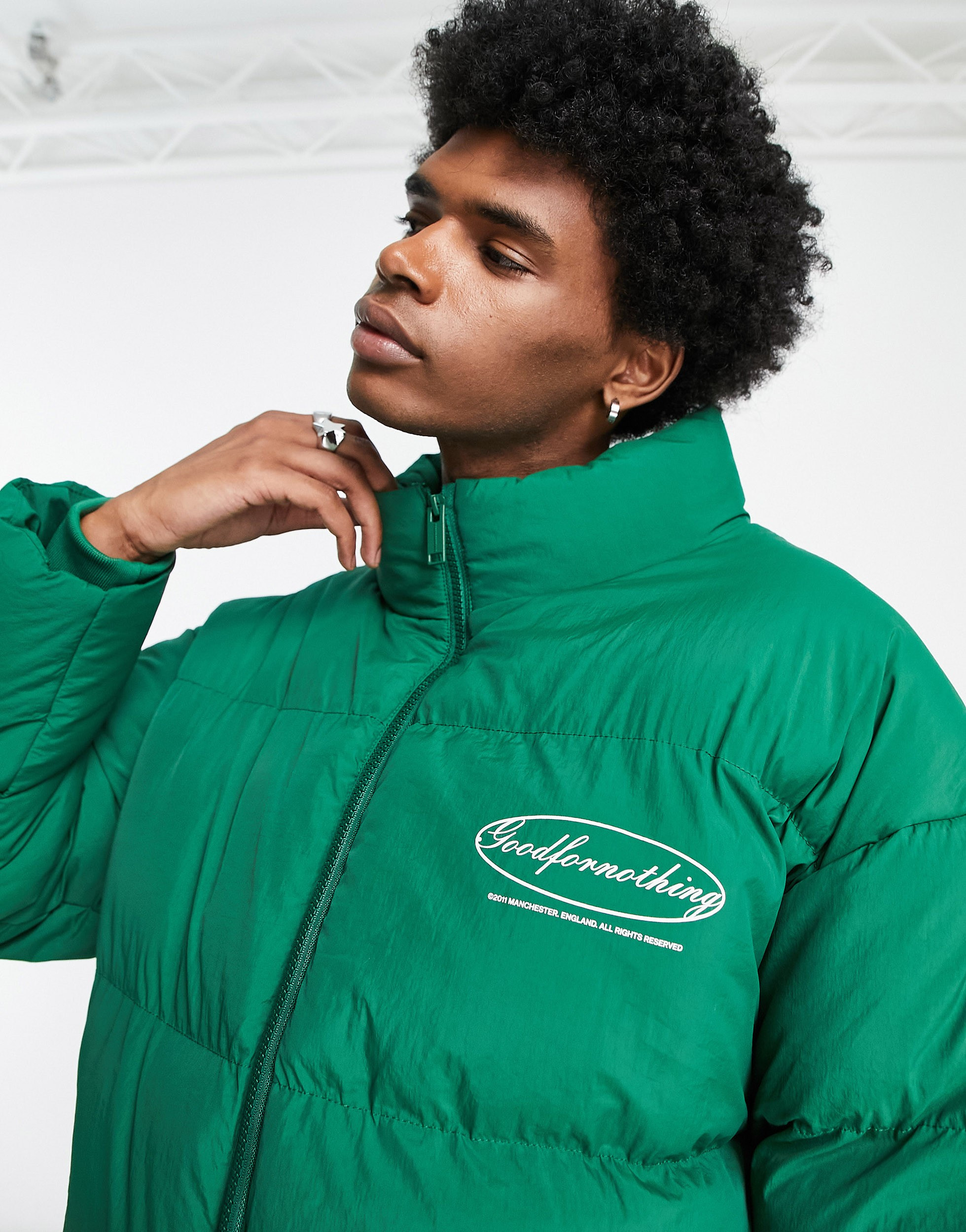 Green oversized 2025 puffer jacket