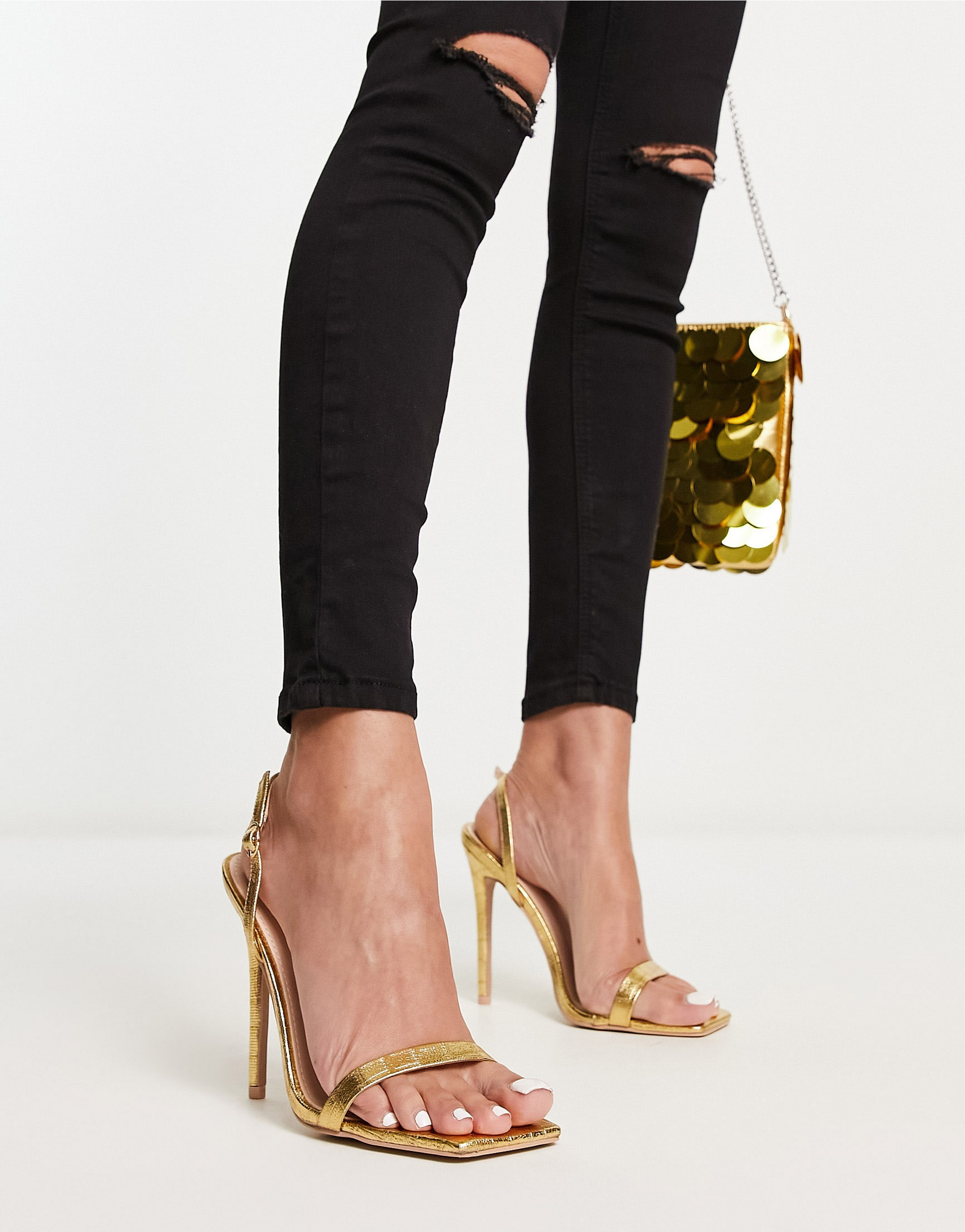 Gold sales croc sandals